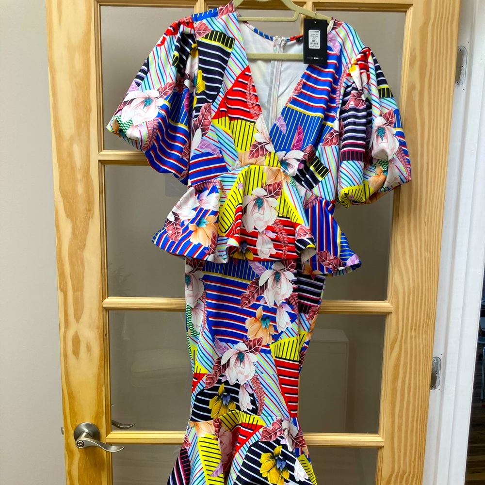 Fashion Nova Bright Multi Colored Party Dress